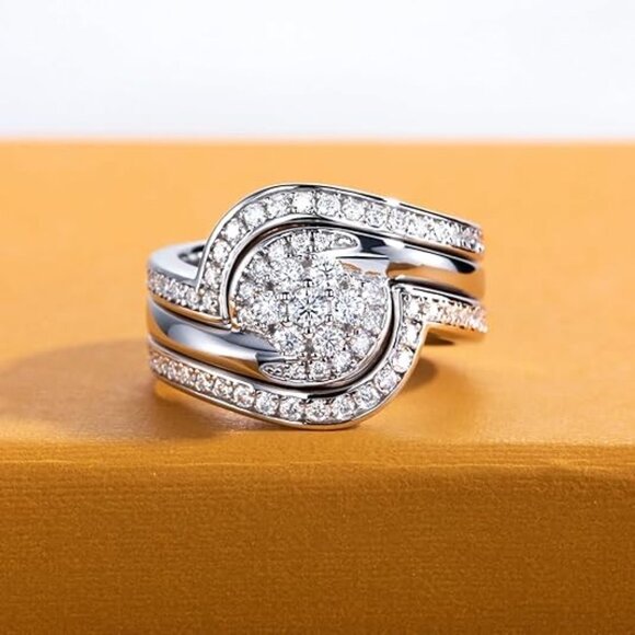 Moissanite Ring 3.7CTTW D Color VVS1 Clarity Round Cut  Flower Cluster Ring - Picture 3 of 6